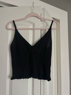 Black Knit V-Neck Cami Top